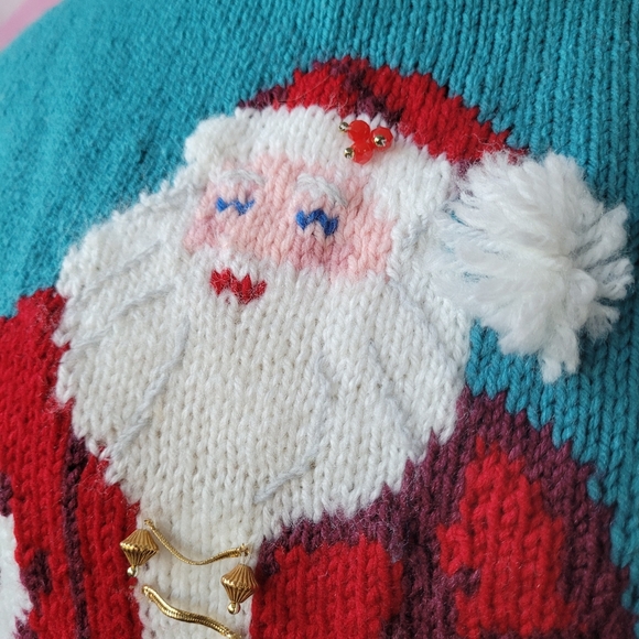 Vintage 1990s Santa Christmas Sweater, Women's Size Small or Medium - Picture 4 of 8